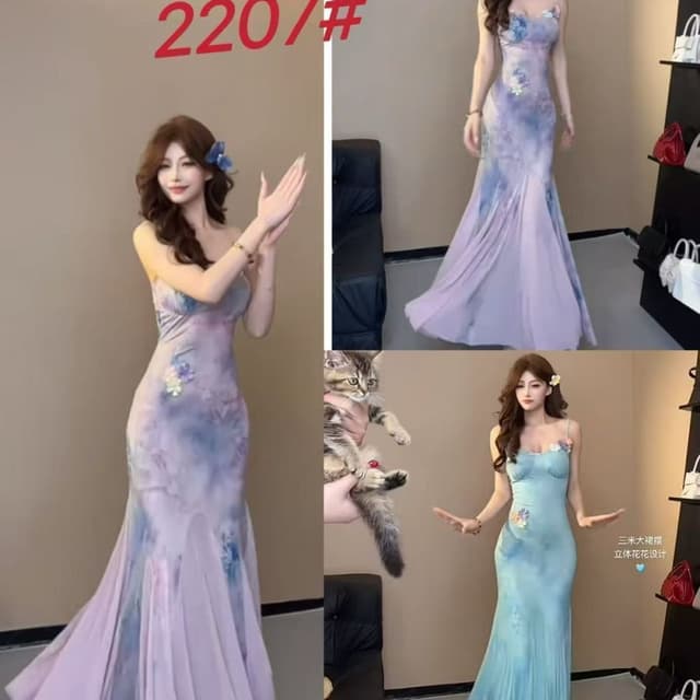 Lavender, Blue Dress