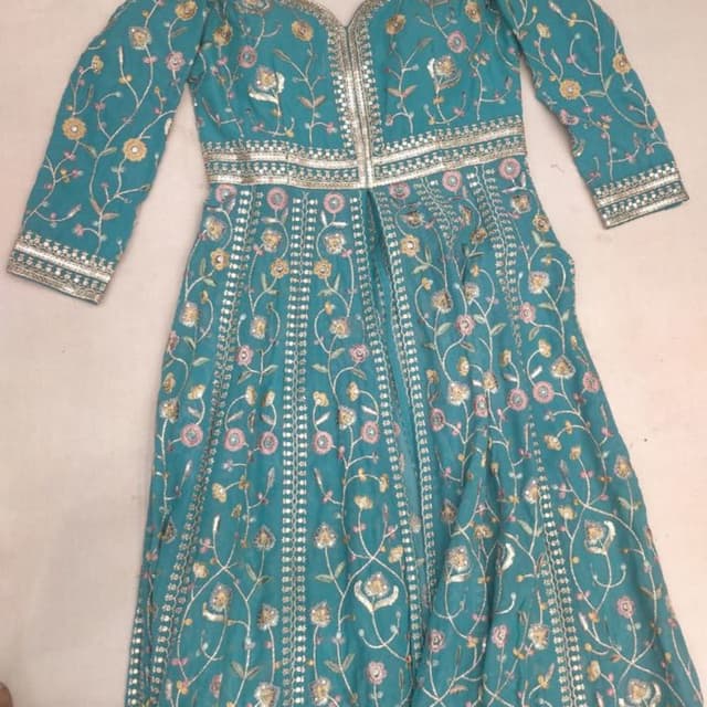 Teal, Gold, Pink, Silver Anarkali Dress