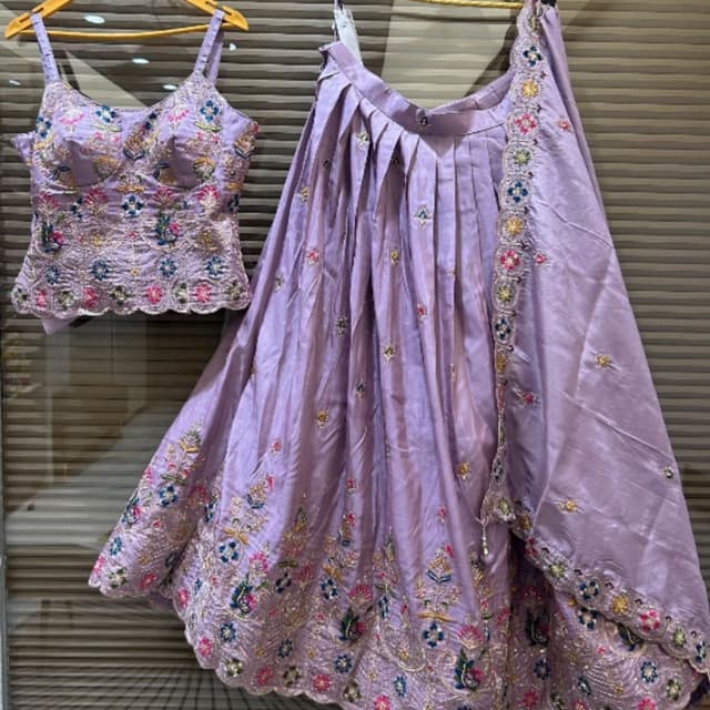 Lavender with multicolored embroidery Lehenga Choli