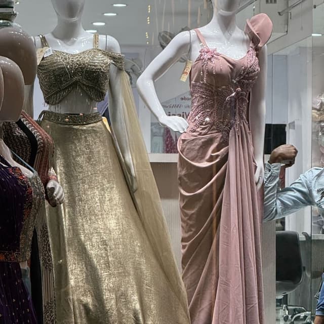 Gold, Rose Pink Lehenga Choli, Gown