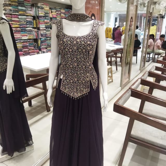 Dark Purple, Gold, Green Lehenga Choli