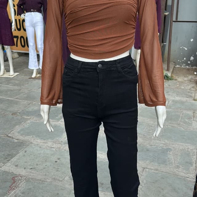 Brown and Black Top and Jeans
