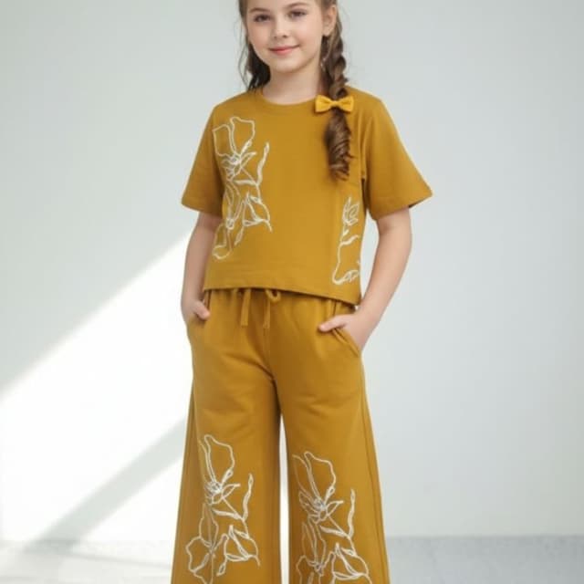 Mustard Yellow and White Kids' Co-ord Set