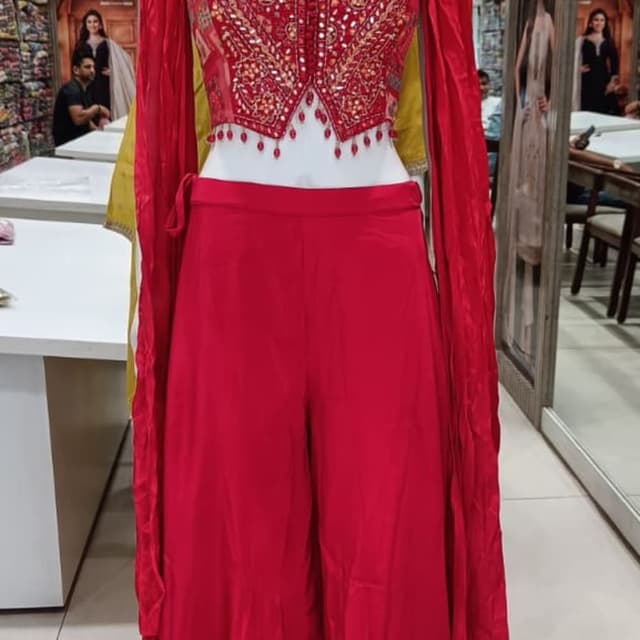 Red, Gold, White Sharara Set