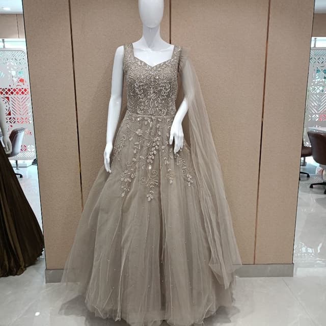 Taupe, Silver Gown
