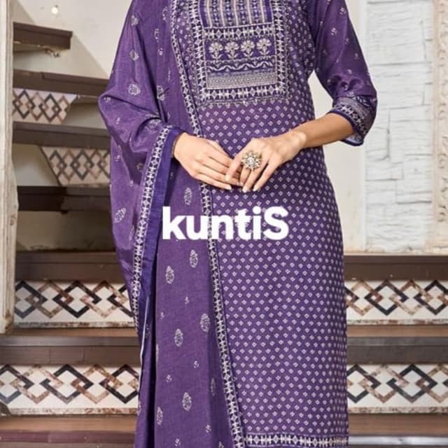 Purple and Silver Salwar Kameez Suit with Dupatta