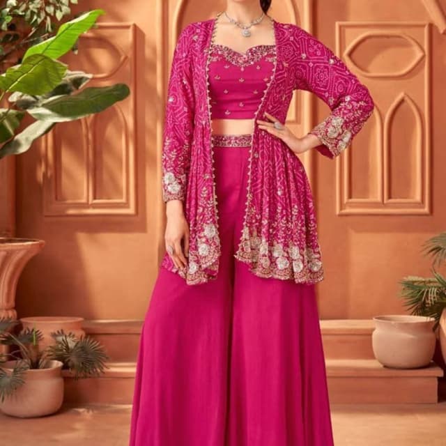 Magenta, White Sharara Suit