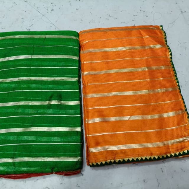 Green and Orange with metallic gold accents Saree or Fabric Roll