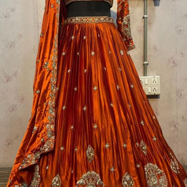 Orange and Gold Lehenga Choli