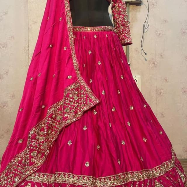 Hot Pink and Gold Lehenga Choli
