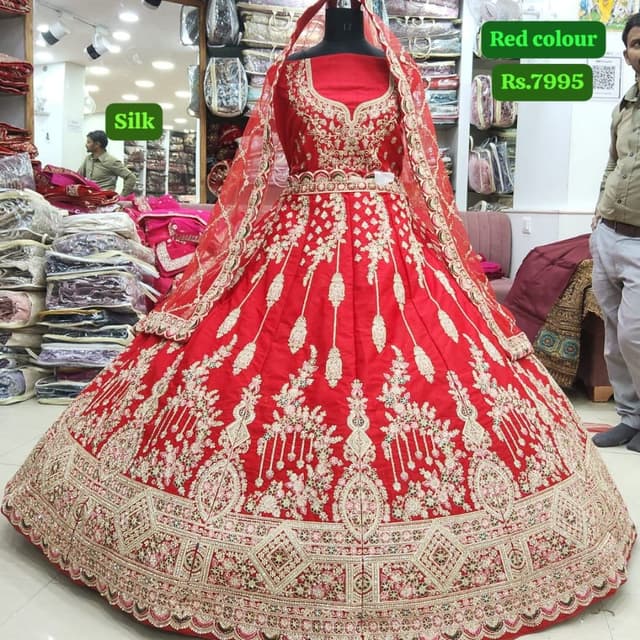 Red, Gold, Pink Lehenga Choli