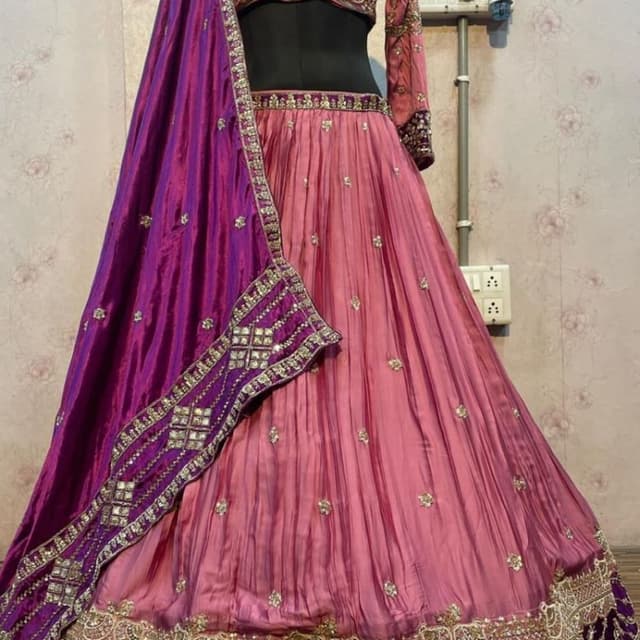 Pink, Purple, Gold Lehenga Choli