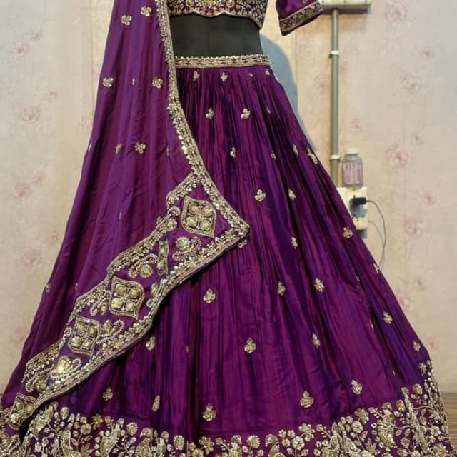 Purple and Gold Lehenga Choli
