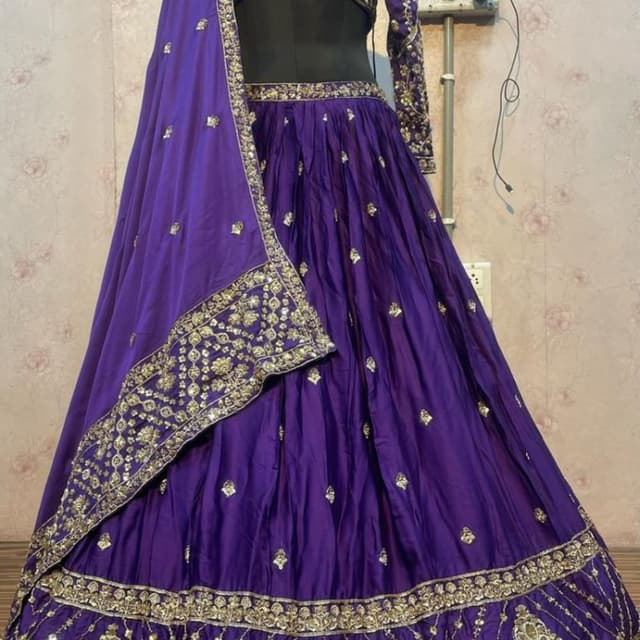 Purple and Gold Lehenga Choli