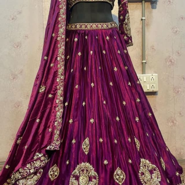 Purple and Gold Lehenga Choli