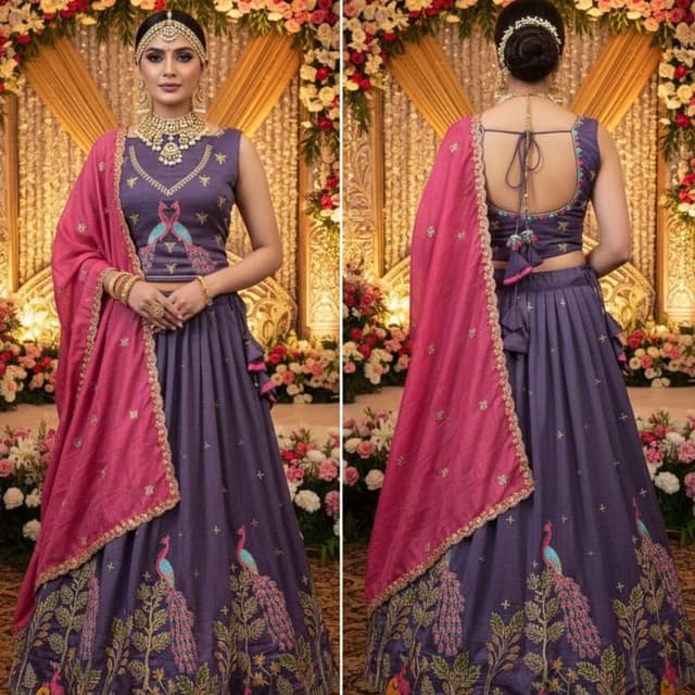 Purple, Pink, Gold, Teal Lehenga Choli