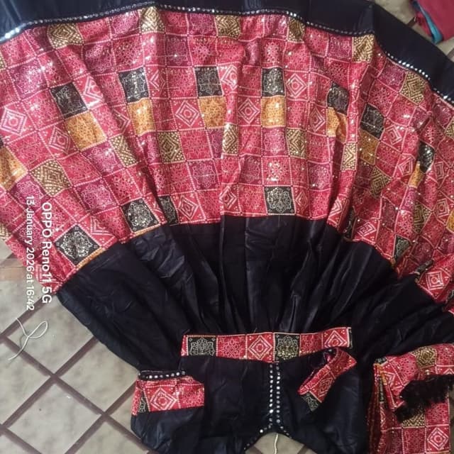 Red, Black, Gold Lehenga Choli