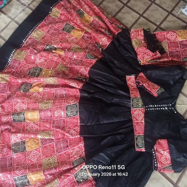 Red, Black, Gold Lehenga