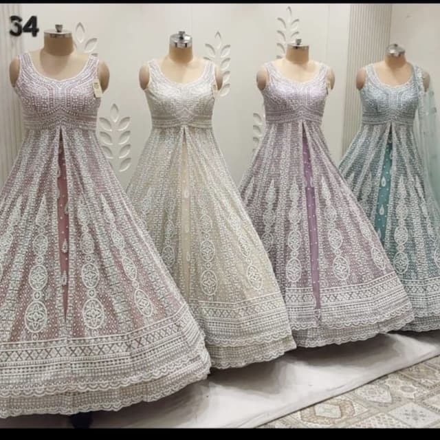 Lavender and Beige with White Dress