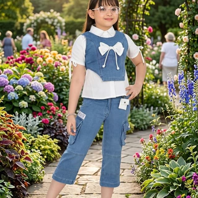 Blue and White Outfit