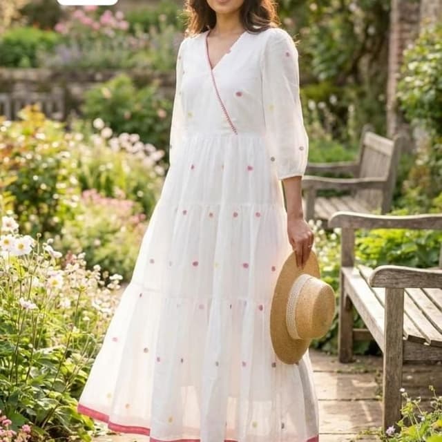 White, Pink Dress