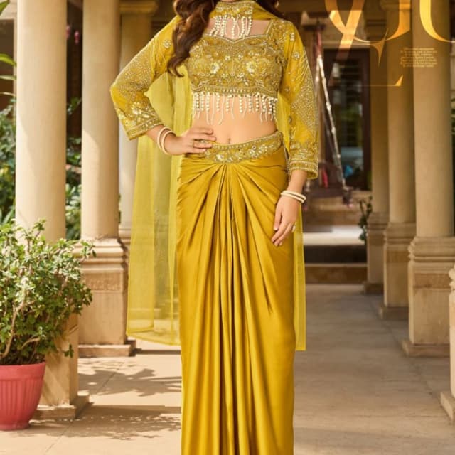 Mustard Yellow Saree Set