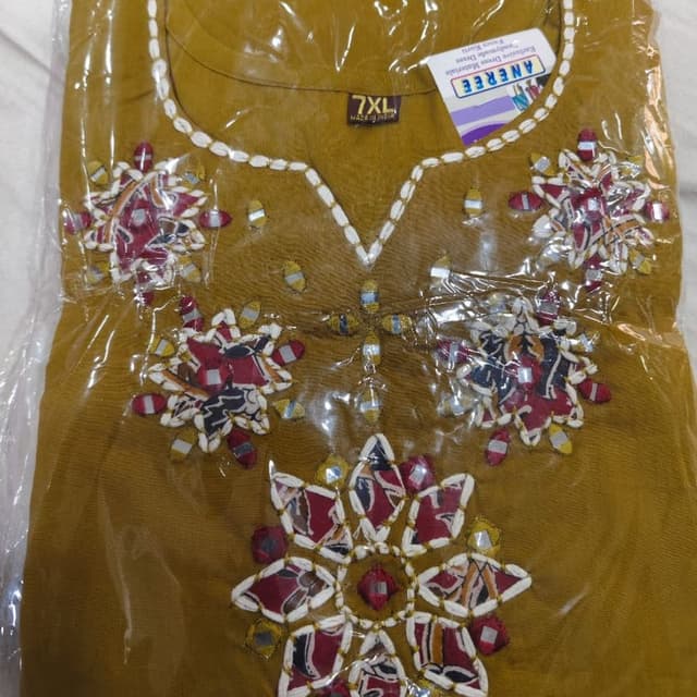 Mustard Yellow, Red, White, Silver Kurti