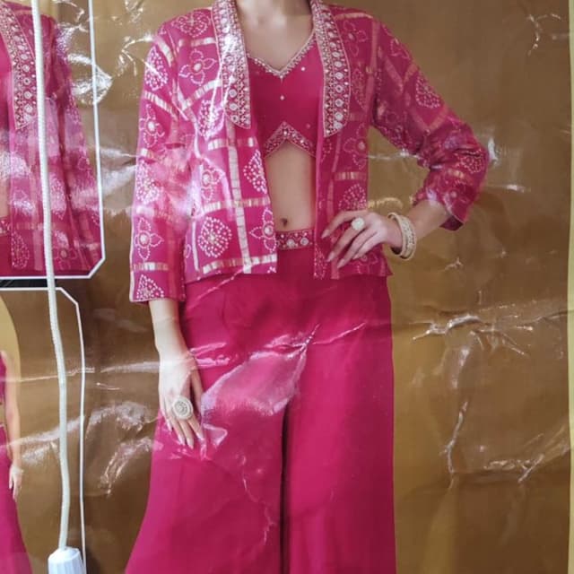 Magenta, Gold Sharara Suit