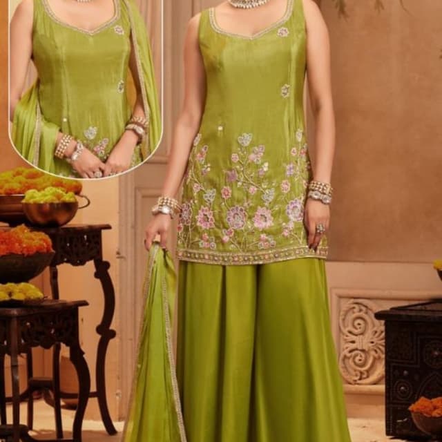 Lime Green, Pink, Gold Salwar Kameez