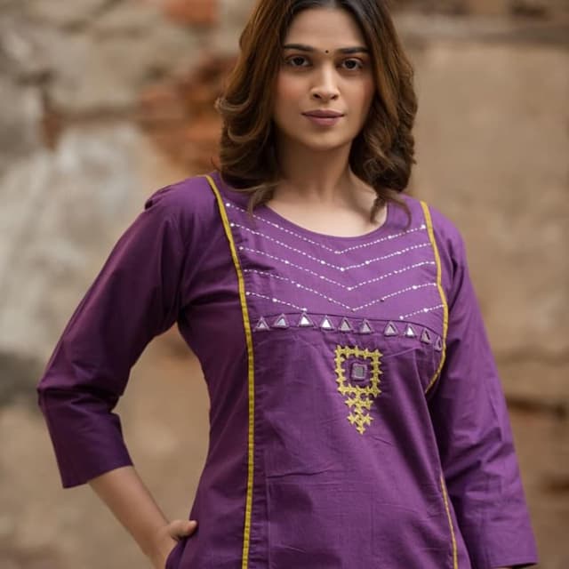 Purple and Yellow Kurti