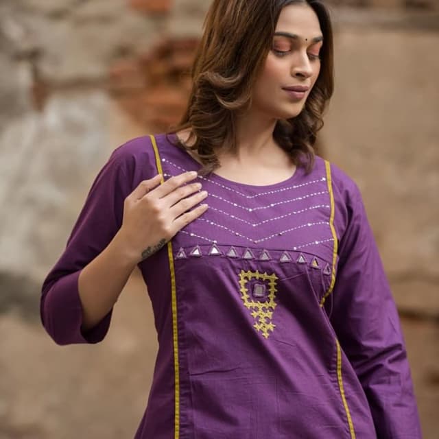 Purple and Yellow Kurti