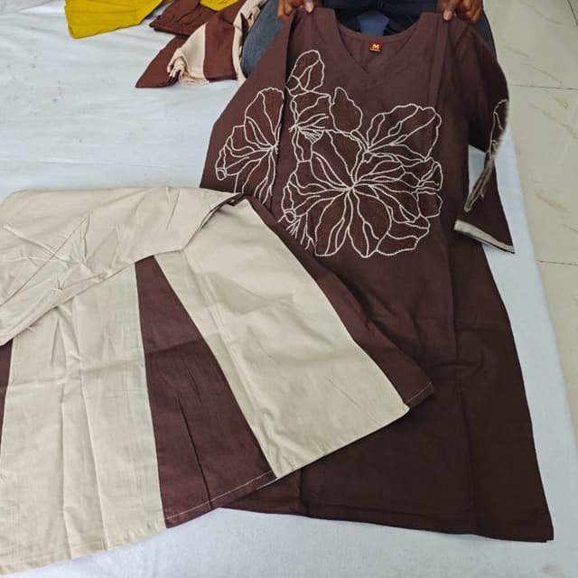 Brown and Beige Kurta with pants