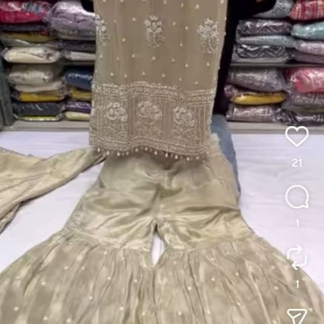Pale Green, White Sharara Suit