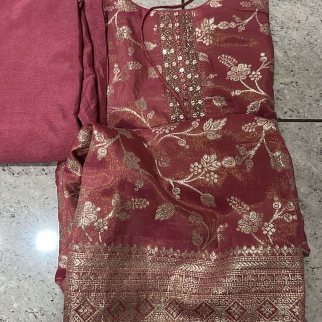 Burgundy and Gold Salwar Suit
