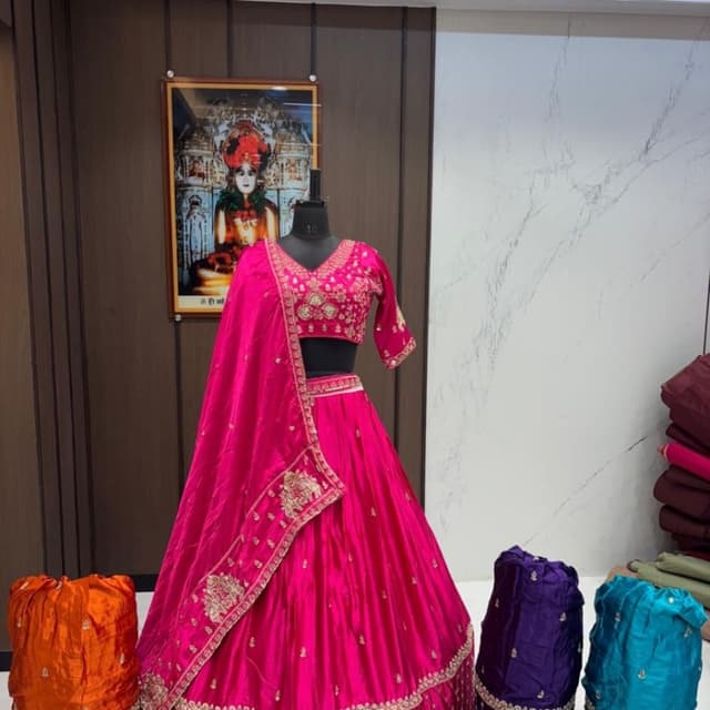 Magenta and Gold Lehenga Choli