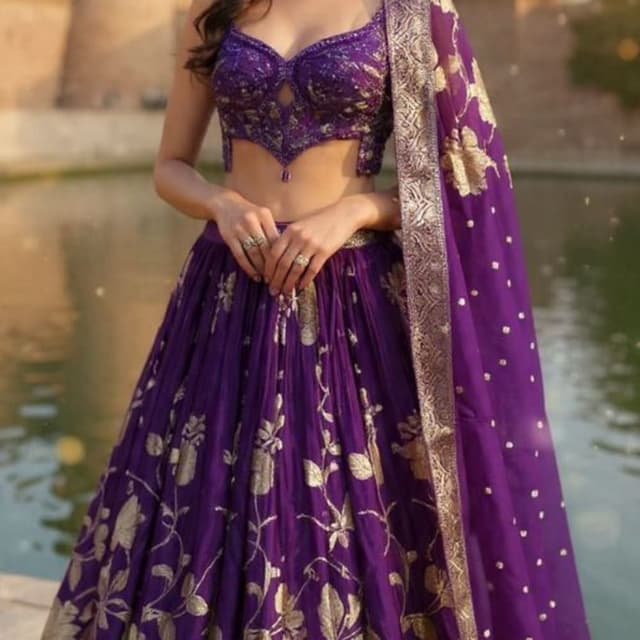 Purple and Gold Lehenga Choli