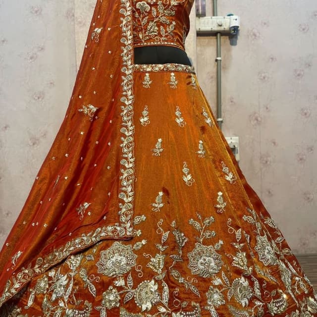 Orange and Gold Lehenga Choli