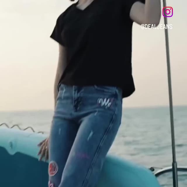 Blue, Black, Pink Jeans