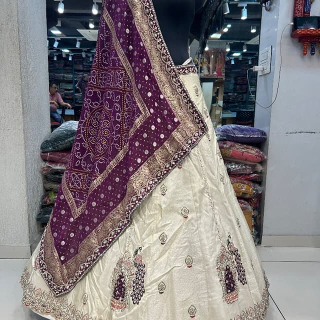Ivory, Purple, Gold Lehenga Choli