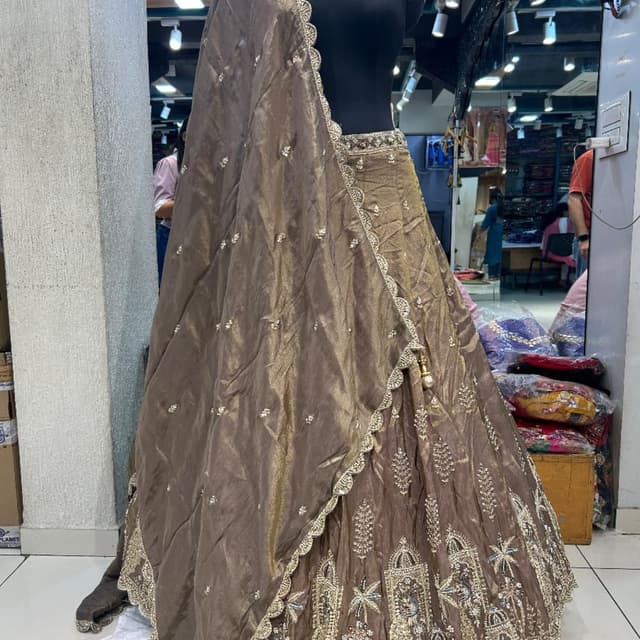 Brown and Gold Lehenga Choli