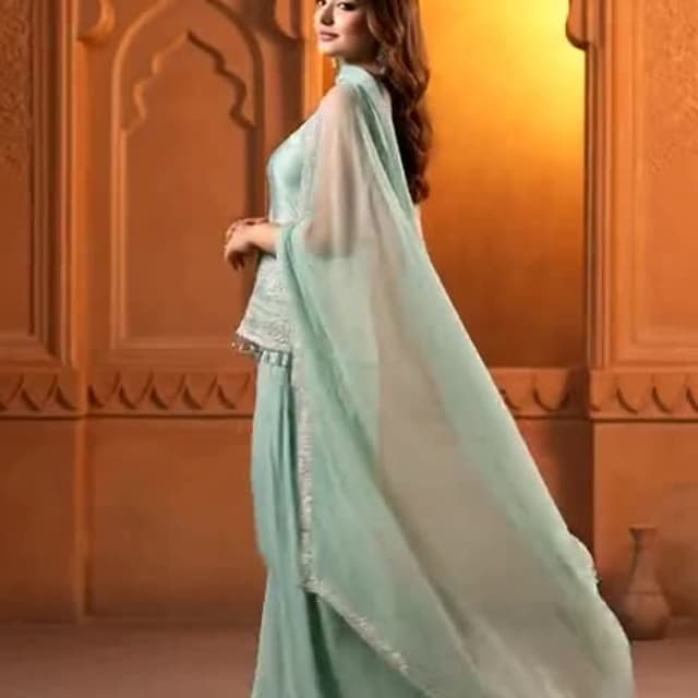 Seafoam Green, Silver Sharara Suit