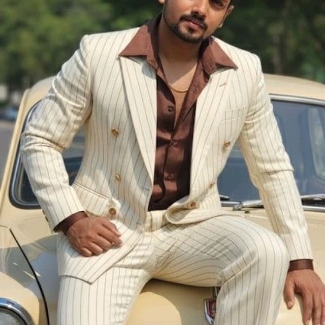 Cream and Brown Suit