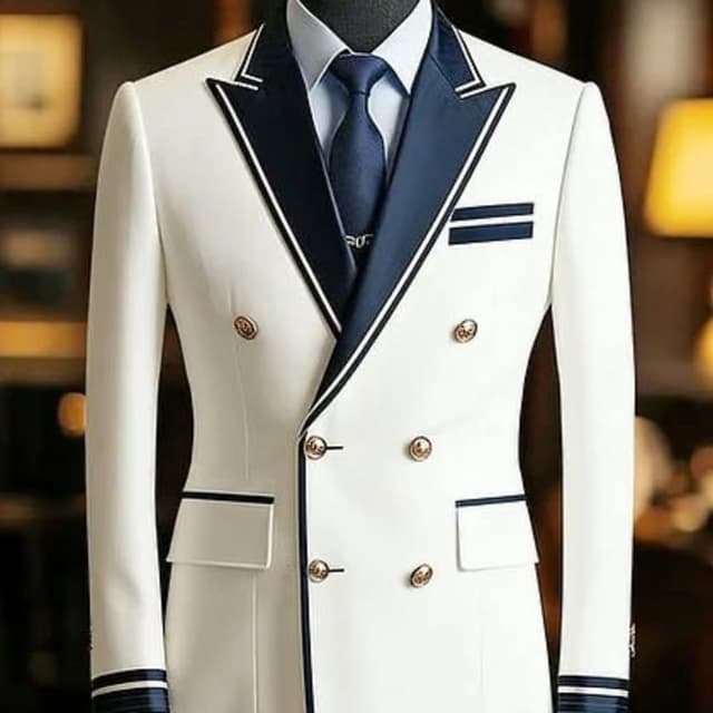 White and Navy Blue Suit
