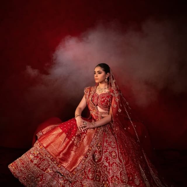 Red, Gold Lehenga Choli