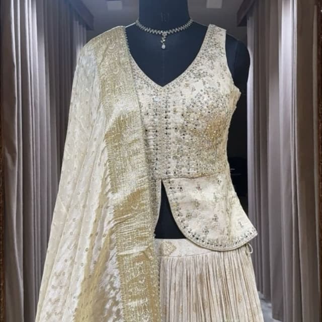 Ivory and Gold Lehenga Choli