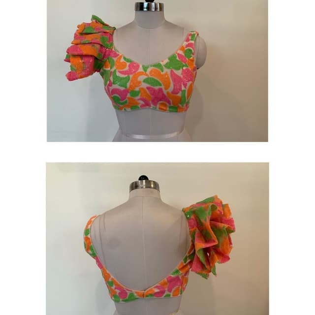 Pink, Orange, and Green Blouse