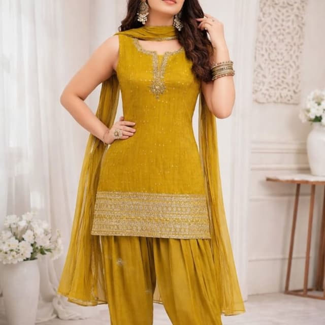 Mustard Yellow Salwar Kameez Suit