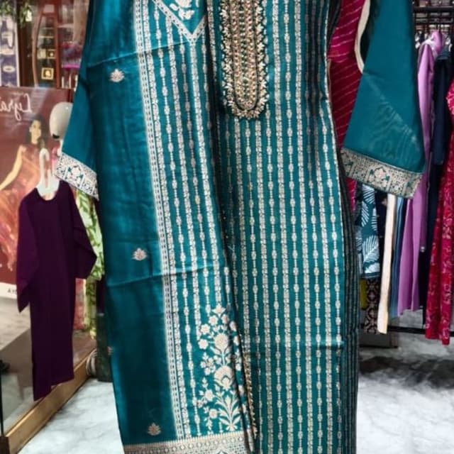 Teal and Gold Salwar Kameez