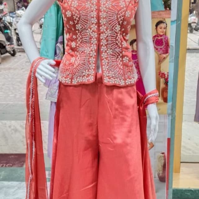 Coral and White Palazzo Suit