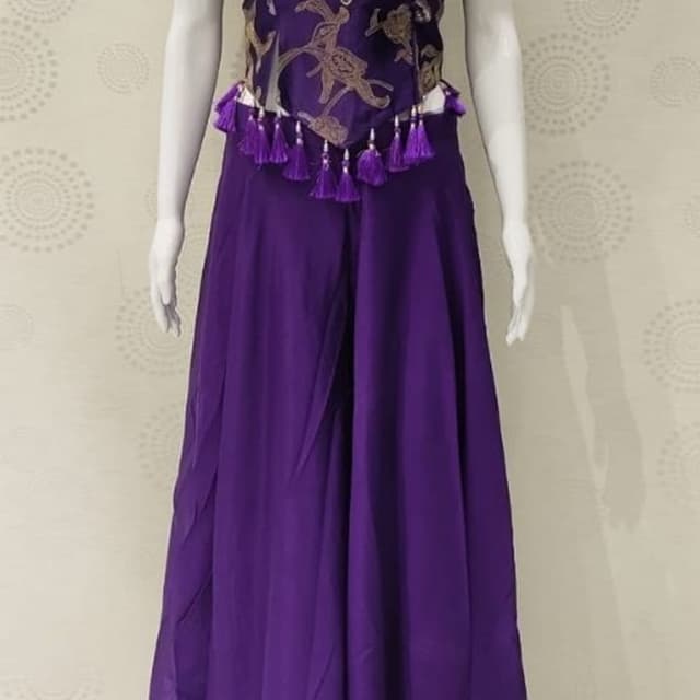 Purple and Gold Lehenga Set